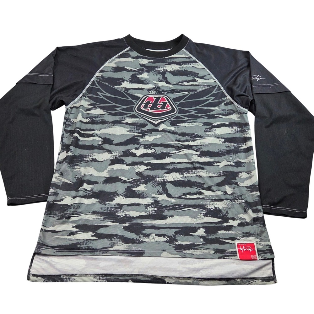 Troy Lee Designs Motocross Jersey Mens XXL Black Gray Camo Long Sleeve Racing